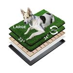 MEEXPAWS Dog Toilet with Artificial Grass | Large Litter Tray 85×59 cm | 2×Grass Patches for Dogs Replacement | Indoor Dog Potty with Training Pads | Rapid Drainage Pee Pads for Dogs