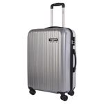 Luggero- CLASSIC Light-Weight & Durable Polycarbonate Silver Unisex Hard Luggage| Medium - 65cm|8 SMOOTH SPINNER TPV Wheels |Outer Combi Lock | Trolley Bag