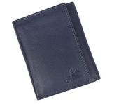 HORNBULL Men's Navy Tri Fold Genuine Leather Wallet for Men | Soft and Quality Mens Wallet with RFID Blocking Security | Attractive Design Gift for Mens