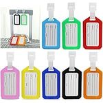 10 Pcs Luggage Tags, 3.5x1.9 Inches Plastic Luggage Identifiers with Lanyard, Name Tags Travel Accessories, Waterproof ID Tags Airplane Suitcase Labels(10 Colors)