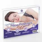 SEREEN Waterproof Pillow Protector Queen Size, Hypoallergenic, Zippered Encasement, Bed Bug Proof, Protect Against Dust Mite, Bacteria, Allergens, Polyester Jersey Fabric, (2 PCS) (21x31)