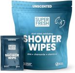 Super Fresh FunkBlock Shower Wipes - Large Body Wipes for Hygiene, Camping Wipes, Gym & Travel. No Rinse Bathing Wipes with Aloe & Vitamin E. Unscented. Bag of (10) Individually Wrapped Wipes