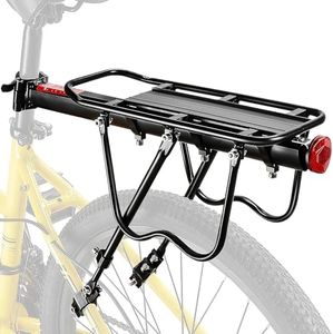 Shanghigh Bike Rear Rack - Bicycle Luggage Rack Aluminum-Alloy, 50KG Capacity Bike Pannier with Quick Release, Bike Cargo Rack with Reflector Lamp for Rear Basket and Cargo Rack