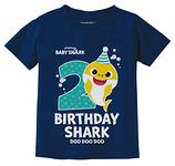 2nd Birthday Baby Shark Shirt 2 Year Old Birthday Boy Girl Toddler Kids T-Shirt 2T Navy