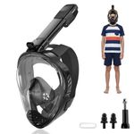 Proberos® Full Face Snorkel Mask for Teens & Adult, 180 Degree Panoramic HD Anti Fog Snorkeling Mask with with Dry Top Breathing System & Camera Mount Rack, for Snorkeling Diving Sightseeing, Size-S
