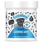 BUGALUGS Wrinkle Dog Wipes for pawly skin - 100 Biodegradable dog grooming pet wipes. Use as Dog ear wipes, dog eye wipes, dog face wipes, Paw & Bum wipes for puppy, dogs & cat grooming