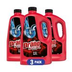 Drano Max Gel Drain Clog Remover and Cleaner, Unclogs and Removes Blockages from Showers and Sinks, 3 Pack, 2.3L Each