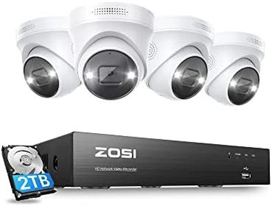 ZOSI 4K 8CH PoE NVR Home Security Camera System and 4 5MP Outdoor IP Dome Cameras,Person Vehicle Detection,2 Way Audio,Color Night Vision,2TB HDD