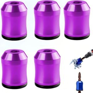 Aluminum Alloy Magnetic Bit Holder, Magnetizer Demagnetizer Tool for Screwdriver Drill Bits Hex Shank (Purple*5PCS)