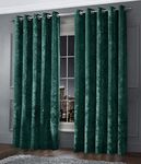 Intimates Luxury Thermal Crushed Velvet Ringtop Pair of Curtains (Emerald Green, 66" Wide x 90" Drop)