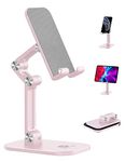 OCYCLONE Cell Phone Stand, Angle Height Adjustable iPhone Stand for Desk, Cell Phone Holder iPad Tablet Stand Compatible with iPhone 15 14 13 11 12 Pro Max SE/iPad/Kindle/Tablet 4"-12.9" - Pink