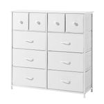 EROMMY Chest of Drawers Bedroom Fabric Storage Drawers with 10 Drawers, Easy Assembly Dresser Clothes Organizer Drawers with Steel Frame Bedroom Drawers for Living Room,Bedroom use Furniture white