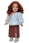 Fashion Fusion - 3 Piece Outfit for 18 inch Doll - Ivory Blouse, Brown Skirt and Ivory Boots - 18 inch Doll Clothes ( Doll Not Included)