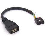 Tomost 9 Pin USB Motherboard Female Header to USB 2.0 Type A Female Cable, USB Female to 10 Pin USB Dupont Cord (2pcs)