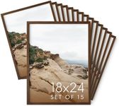 Haus and Hues 18x24 Walnut Oak Wood Picture Frames Set of 15 - Premium Bulk Picture Frames 18x24 Bundle - Elegant Gallery Wall Frame Set for Posters, Art Display - Ideal for Wall Decor in Home & Office