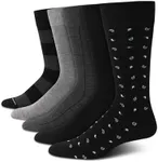 Tommy Hilfiger Men's Dress Socks - 5 Pack Lightweight Patterned Comfort Crew Socks for Men - Mens Long Work Socks (Size 7-12), Size 7-12, Black Grey Assorted