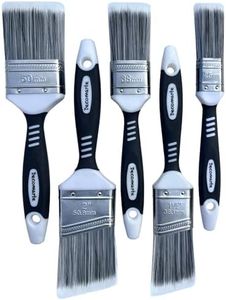 Decomarte Paint Brush Set for Painting Cabinets, Small Fence Wall Stain Brushes Assortment, Smooth Synthetic Short Bristle Paintbrushes with Soft Grips – Double Thick Chip Brush Variety- Pack of 5
