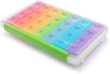 Weekly Pill Organizer 7 Day (4 Times a Day), Sukuos Moisture-Resistant Large Daily Pill Cases for Pills/Vitamin/Fish Oil/Supplements - Rainbow Colors (Morn Noon Eve Bed)