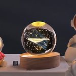 FOMQUAZLI 3D Galaxy Crystal Ball Night Lamp, Good Looking Crystal Ball Night Light, USB Table Colorful LED Wooden Crystal Ball for Home Decoration Best Gift for Any Occasion (Whale Shark)