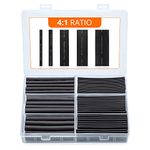 Wirefy 95 PCS Heat Shrink Tubing Kit - 4:1 Dual Wall Tube - Adhesive Lined - Marine Shrink Tubing - Black