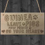 RED OCEAN Guinea Pigs Paw Prints Wooden Hanging Plaque Hutch Cage Run Garden Pet Birthday Gift Idea