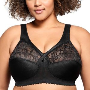 Glamorise Women's Figure MagicLift Original Wirefree Support #1000 Full Coverage Bra, Black, 42I US