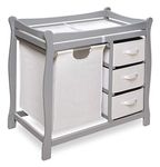 Badger Basket Sleigh Style Changing Table with Hamper and Baskets, Gray