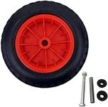 PU 14" Puncture Proof RED Wheelbarrow Wheel Tyre 3.50-8 foam filled + AXLE By KetoPlastics