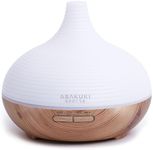 ASAKUKI 300ML Essential Oil Diffuser, Wood Grain BPA-Free Whisper Quiet Cool Mist Humidifier, Natural Home Fragrance Diffuser with 14 Colors LED Lights and Easy to Clean - Light Brown