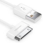 deleyCON 0.5m 30-Pin USB Cable - Dock Connector Sync- Charging- & Data Cable - Compatible with IPhone 4s 4 3Gs 3G IPad IPod - White