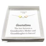 Generations Message Card, 3 Hearts Necklace, Silver Chain (Box) Mother's Day, Miss Fit Boutique