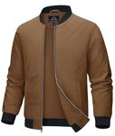 MAGCOMSEN Bomber Jacket Men Lightweight Jacket Full Zip Light Windbreaker Casual Stylish Golf Jackets Brown L