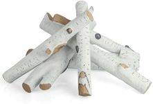 Ceramic Gas Logs, 6PCS Gas Fireplace Logs, Large Fireplaces Wood Logs for Indoor, Outdoor Fireplaces & Fire Pits Decorative