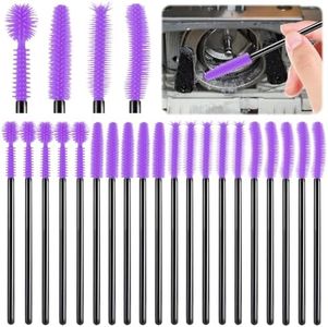 FJW Machine Cleaning Brushes, Reusable Silicone Dense Bristles Clean Brush for Sewing Machine Internal and Spool Area, The Every Nook and Cranny Sewing Machine Cleaning Tools 20 PCS Purple