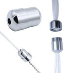 NA 6 Pack Cord Connector Metal Chrome Bathroom Light Pull Cord Joiner with Connector Clip Weighted Acorn Cord Pull Cord for Ceiling Light Switches Shower Blinds Fan Pull Cord