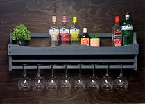 Wooden Grey Gin Bottle and 8 Balloon Glass holder - Wall Mounted Display (8GGR)(EL)