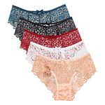 FallSweet Women Lace Panties Sexy Underwear Ultra Thin Briefs Pack of 5, Mix, L