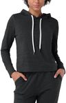 Pioneer Camp Lightweight Hoodie Women Pullover Hooded Sweatshirts Crop Thin Sports Running Yoga Workout Athletic Heather-black