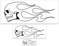 Custom Shop Airbrush Skull Fire Flame Stencil Set (Skull Design #1 in 3 Scale Sizes) - Laser Cut Reusable Templates - Auto, Motorcycle Graphic Art