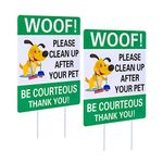 WaaHome Pack of 2 Double Sided Woof Please Clean Up After Your Pet Yard Signs with Stakes, 8"X12" Funny No Poop Pee Dog Yard Sign Lawn Sign