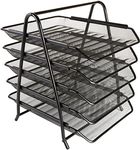 OSCO Black Wire Mesh 5 Tier Letter Tray | A4 | Desk File Organiser | Paper Storage | Office Document Sorter | Paperwork Filing | Easy Assembly | H37.3 x W29.5 x D34.0 cm |