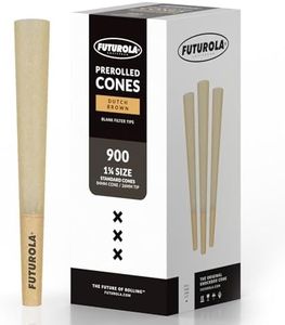 Futurola Unrefined Pre-rolled Cones 1 ¼ (Dutch Brown, Pack of 900, 84mm Cone, 26mm Filter) - Hand crafted with Ultra Thin French Cones Rolling Paper - Futurola Tip included