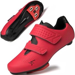 ULTIANT Mens Womens Cycling Shoes Compatible with Peloton & Look Delta/SPD Cleats Peloton Bicycle Shoes Road Bike Riding Shoes(Red,42)