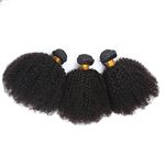 Aiokrtse Peruvian Virgin Hair Afro Kinky Curly Human Hair Bundles Hair Weave 100% Human Hair Extensions 16 18 20 inches Natural Color