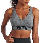 PUMA Women's Seamless Sports Bra, Grey/Black, XL UK
