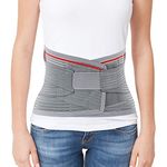 ORTONYX Lumbar Support Belt Lumbosacral Back Brace â€“ Ergonomic Design and Breathable Material - M-L (Waist 31.5"-39.4") Gray/Red