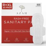 AZAH Sanitary Pads for Women (Pack of 20: 10 Regular + 10XL) 100% Organic Sanitary Pads for Women Cotton Sanitary Pads for Women | Without Disposable Bag