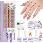 SAVILAND Press On Nails For Women: 4-In-1 French Tip Press On Nails Acrylic 15 Sizes Press On Nails Almond Medium Strong Nail Glue for Press Ons U V Light Nail Glue Remover A-F Primer French Tip Tool