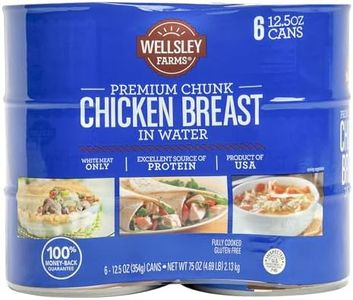 Wellsley Farms Premium Chunk Chicken Breast in Water, Fully Cooked Boneless Skinless, For Prepared Meals, Salads, Sandwiches & More, Canned, 12.5 oz Cans, 6-Pack