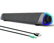 SOULION R30 Computer Speakers, Colorful LED Lights with Switch Button,Gray
